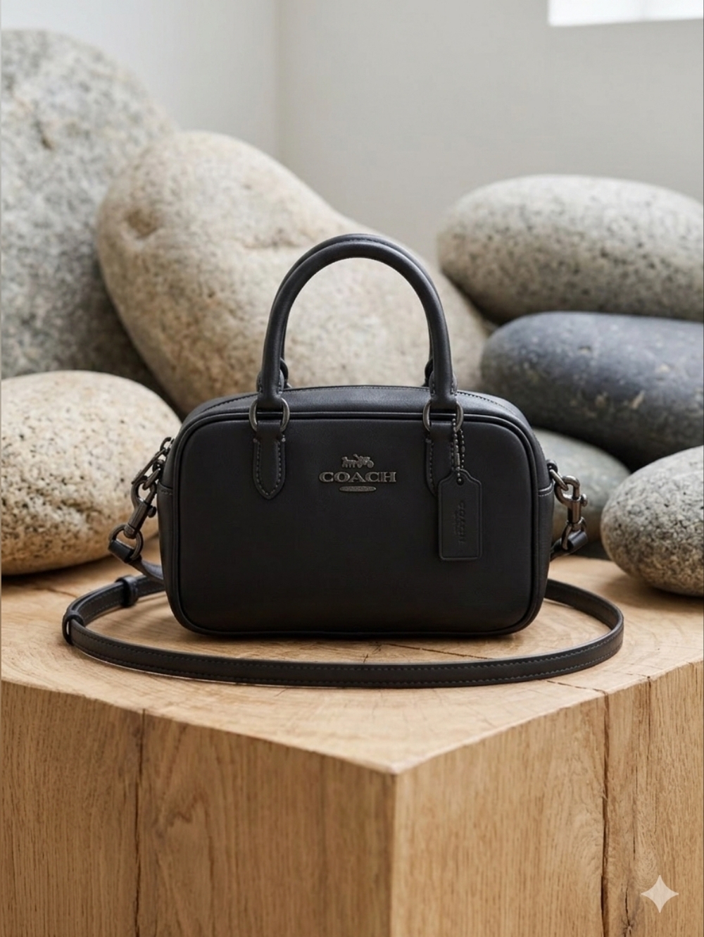 Coach Black Leather Satchel Crossbody